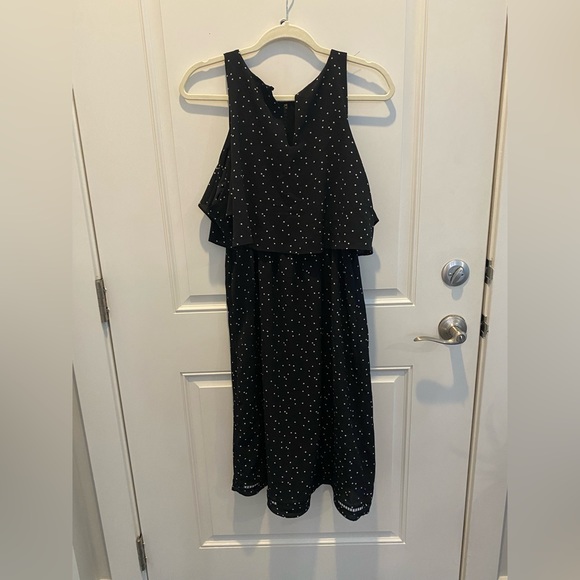 Mossimo polka dot dress, off the shoulder cold shoulder, flutter top - Picture 3 of 9